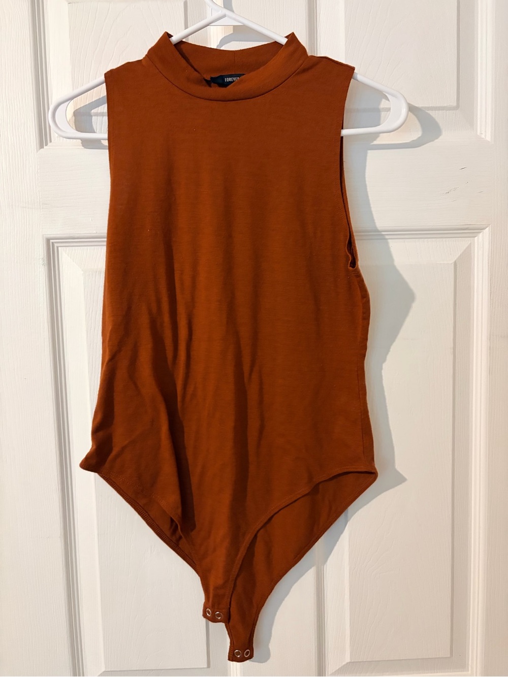 Forever 21 Sleeveless Mock Neck Bodysuit - Rust Brown